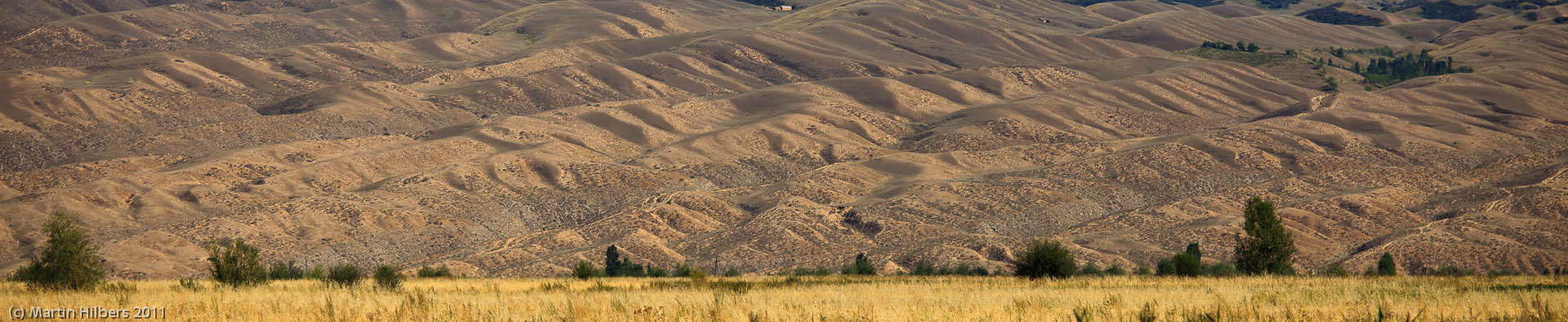 Kyrgyzstan: 22/8 Bus Bishkek - Tamga, testride / Coast hills along lake Issyk Kul. Click to see full size image