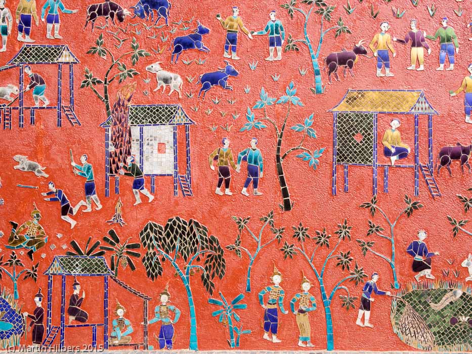 Laos: 8/11 Luong Prabang / Wat Xieng Thong decoration. Click to see full size image